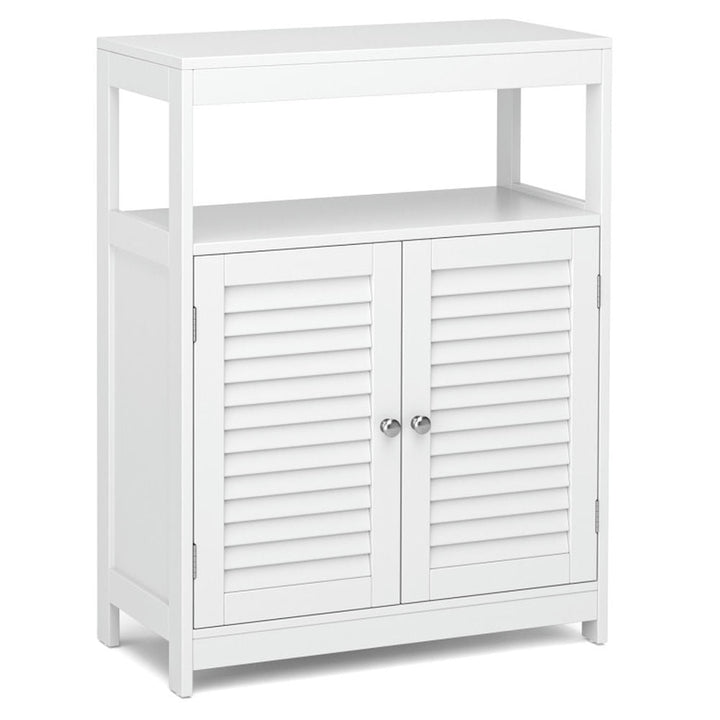 Hommoo Freestanding Bathroom Floor Cabinet with Double Shutter Doors-White, Bathroom Cabinets for Entryway Storage, Home Image 1