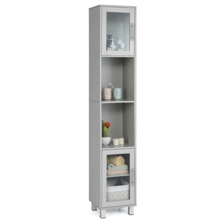 Hommoo 71 Inch Tall Tower Bathroom Storage Cabinet and Organizer Display Shelves for Bedroom-Gray Image 4