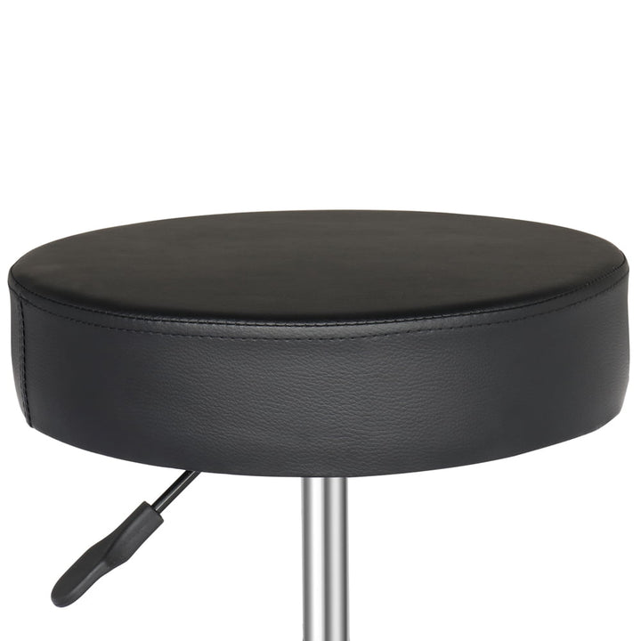 Hommoo Bar Stool with Wheels, Round Adjustable Swivel Rolling Chair - Black Image 3