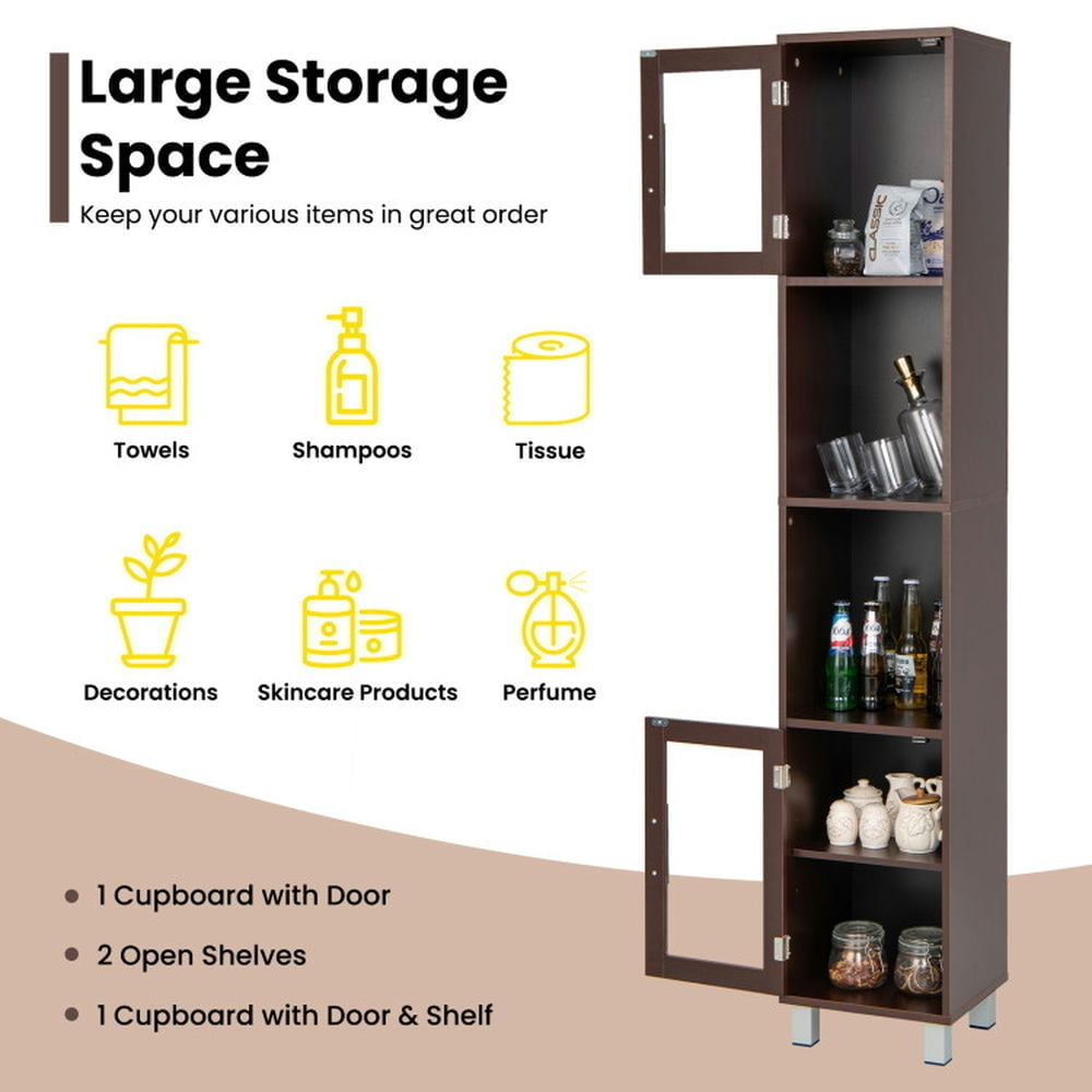 Hommoo 71 Inch Tall Tower Bathroom Storage Cabinet and Organizer Display Shelves for Bedroom-Gray Image 6