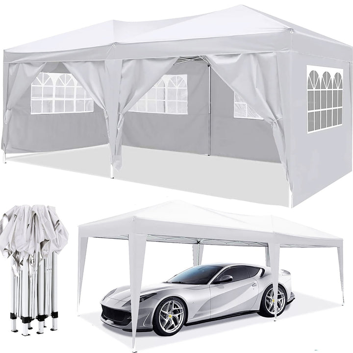 10x20 Heavy Duty Pop up Canopy with 6 sidewalls Stable Wedding Outdoor Tents for Parties Commercial Gazebo Windproof Image 1