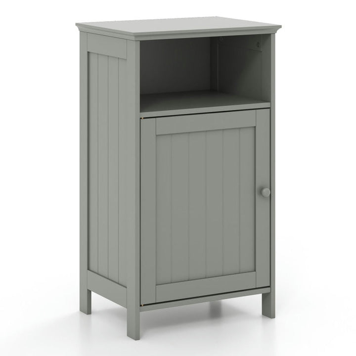 Hommoo Bathroom Freestanding Adjustable Shelf Floor Storage Cabinet-Gray, Bathroom Cabinets for Entryway Storage, Home Image 1