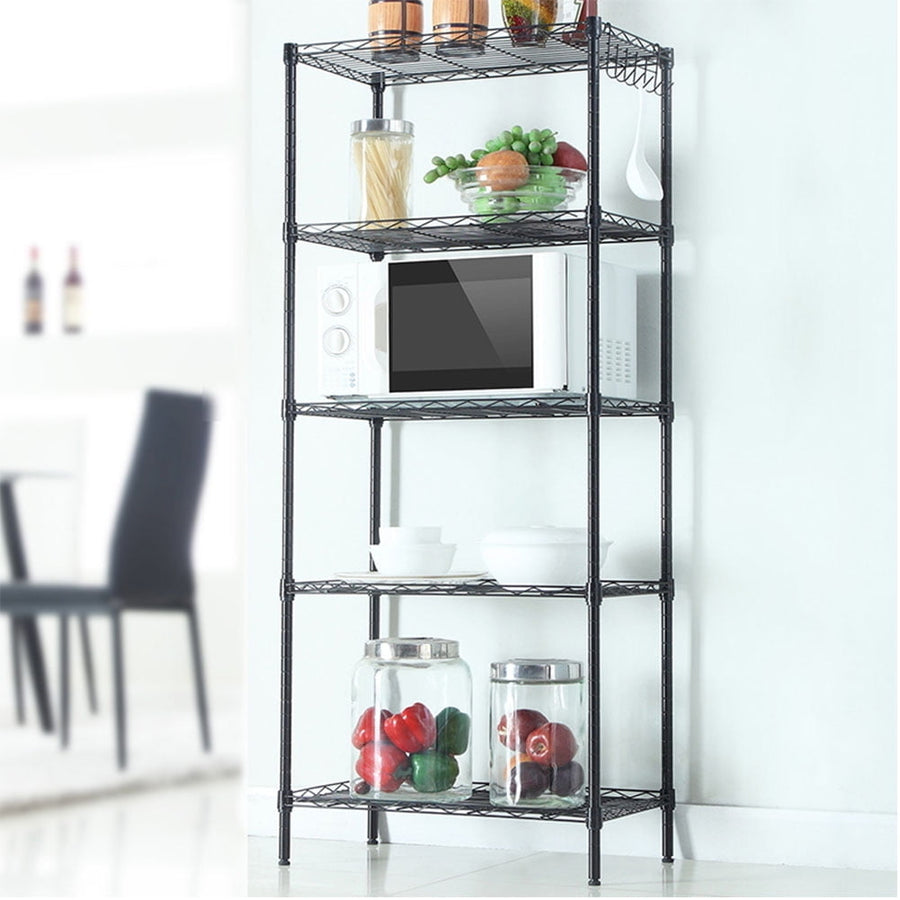 Hommoo Changeable Assembly Carbon Steel Storage Rack for Kitchen Living Room - Black Image 1