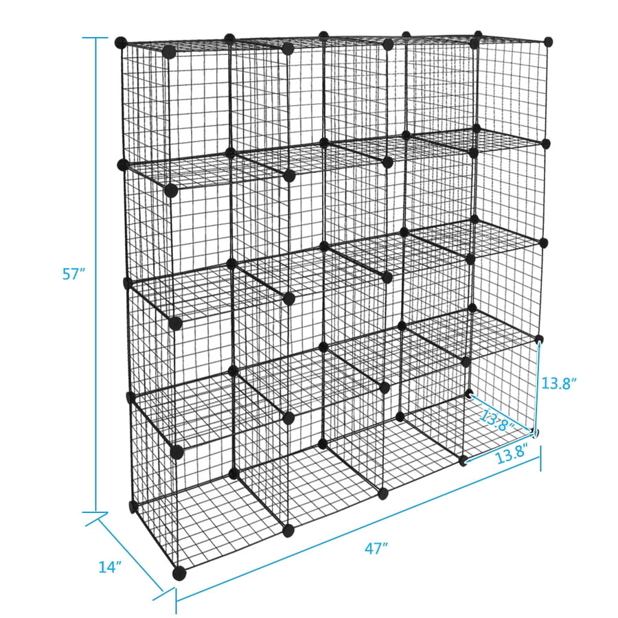 Hommoo 16-Cube Organizer Wire Cube Storage, Storage Shelves for Living room Bedroom Image 1