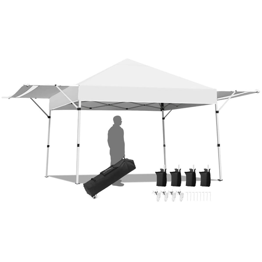 Hommoo 17 Feet x 10 Feet Foldable Pop Up Canopy with Adjustable Instant Sun Shelter-White,for Outside Party Waterproof Image 1