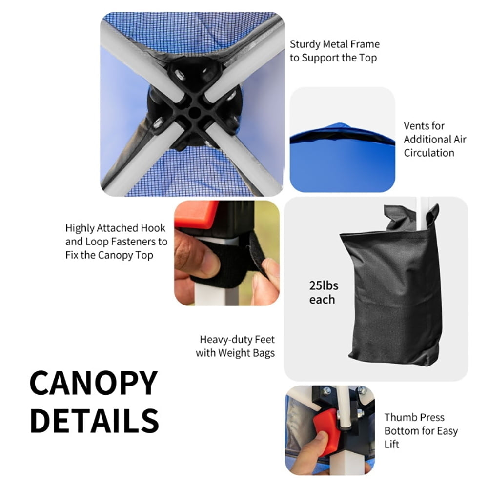 Hommoo 10 x 10 Feet Outdoor Pop-up Camping Canopy Tent with Roller Bag-Blue,for Outside Party Waterproof Tent Image 2