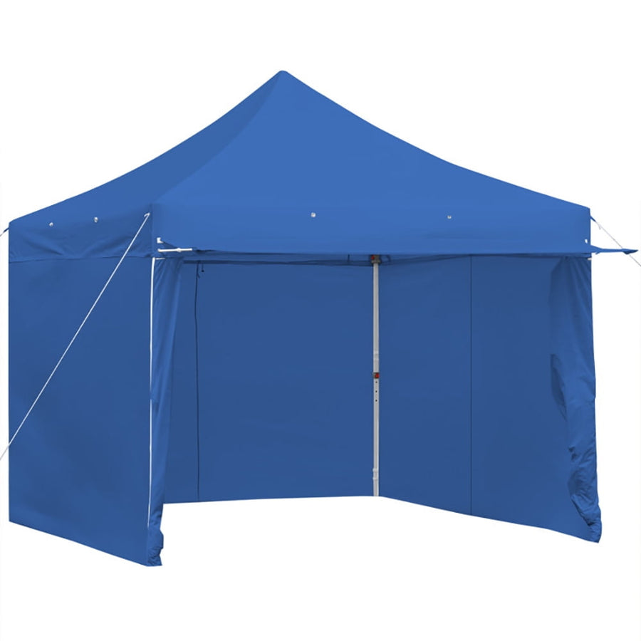 Hommoo 10 x 10 Feet Pop-up Gazebo with 5 Removable Zippered Sidewalls and Extended Awning-Blue,for Outside Party Image 1