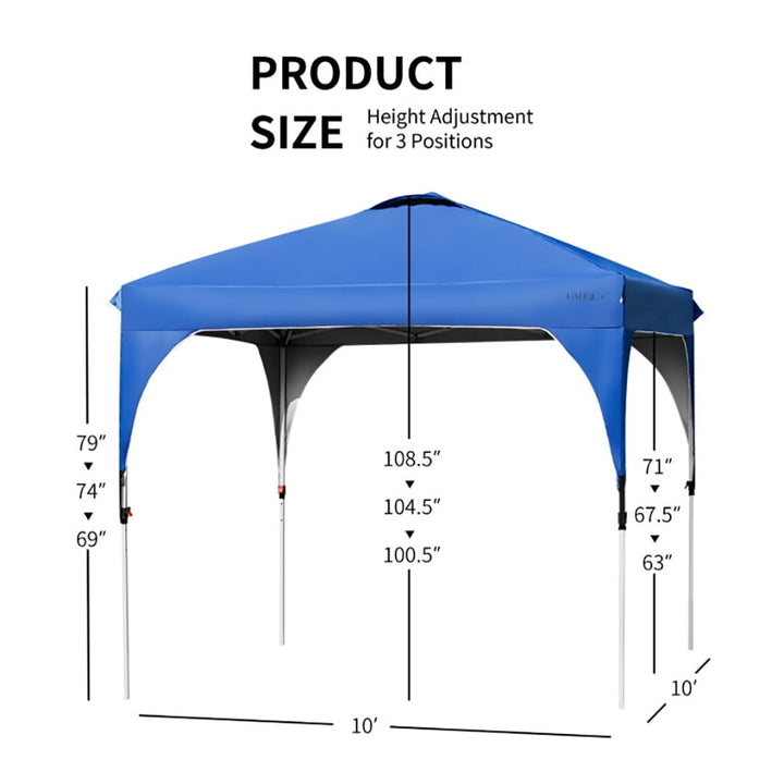 Hommoo 10 x 10 Feet Outdoor Pop-up Camping Canopy Tent with Roller Bag-Blue,for Outside Party Waterproof Tent Image 5