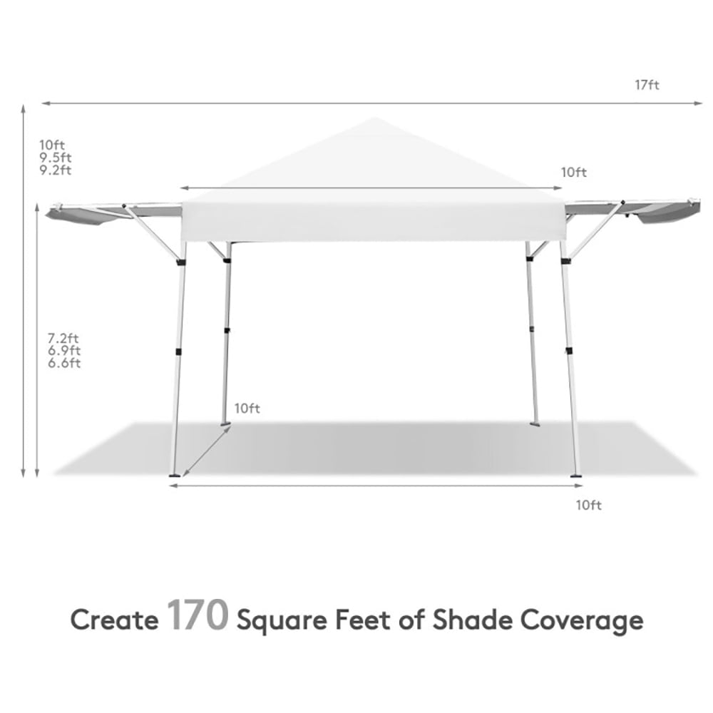 Hommoo 17 Feet x 10 Feet Foldable Pop Up Canopy with Adjustable Instant Sun Shelter-White,for Outside Party Waterproof Image 3