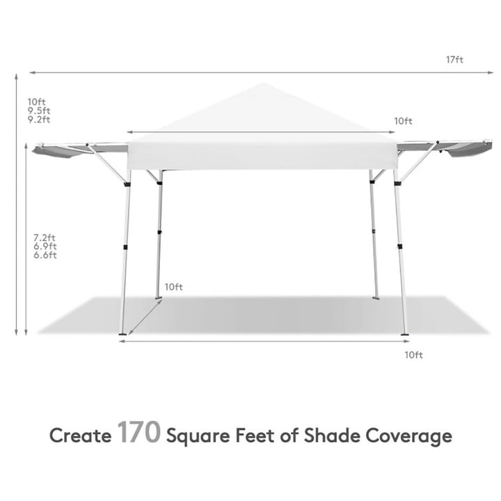 Hommoo 17 Feet x 10 Feet Foldable Pop Up Canopy with Adjustable Instant Sun Shelter-White,for Outside Party Waterproof Image 3