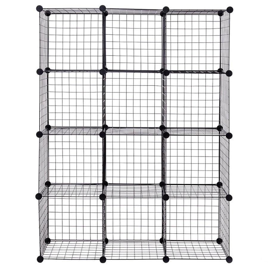 Hommoo 42" x 14" x 56" DIY 12-Cube Metal Grid Wire Storage Cubes Image 1