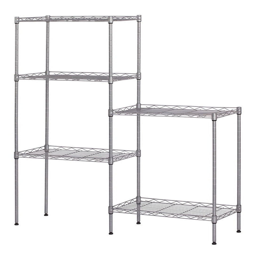 Hommoo Commercial Grade 5-Shelf Steel And Wired Garage Shelves, Silver Image 1