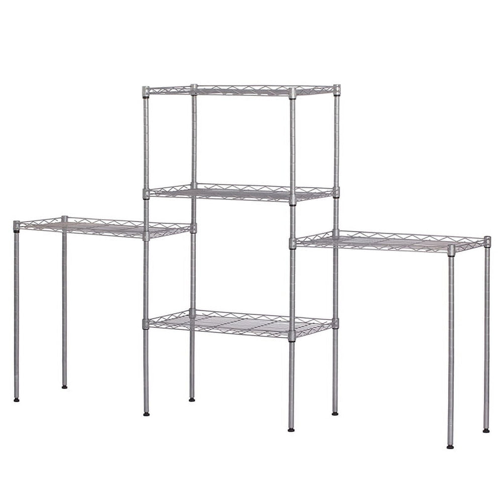 Hommoo Commercial Grade 5-Shelf Steel And Wired Garage Shelves, Silver Image 2