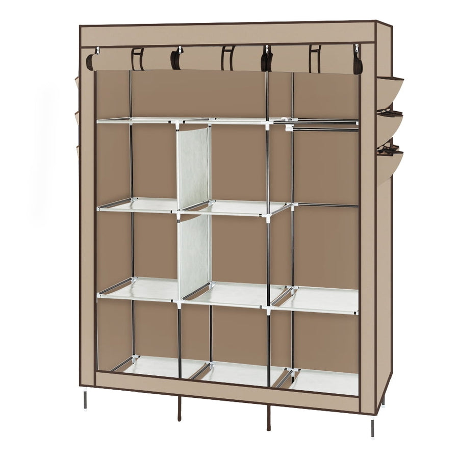 Hommoo 69" High-leg Cloth Wardrobe with Non-woven Fabric Dustproof Cover in Beige Image 1