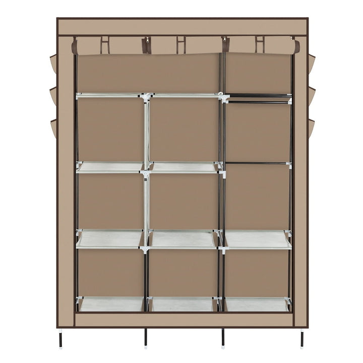 Hommoo 69" High-leg Cloth Wardrobe with Non-woven Fabric Dustproof Cover in Beige Image 4