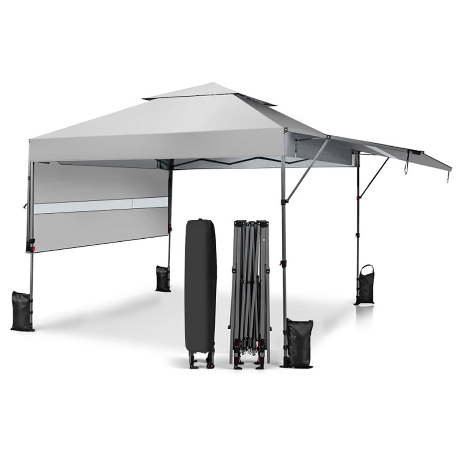 Hommoo 10 x 17.6 Feet Outdoor Instant Pop-up Canopy Tent with Dual Half Awnings-White,for Outside Party Waterproof Tent Image 1