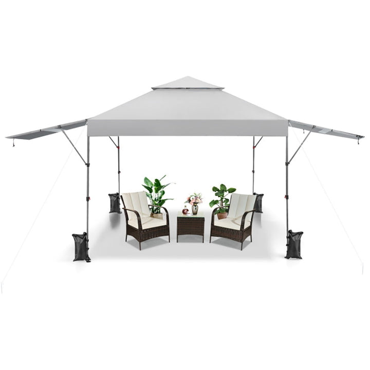 Hommoo 10 x 17.6 Feet Outdoor Instant Pop-up Canopy Tent with Dual Half Awnings-White,for Outside Party Waterproof Tent Image 3