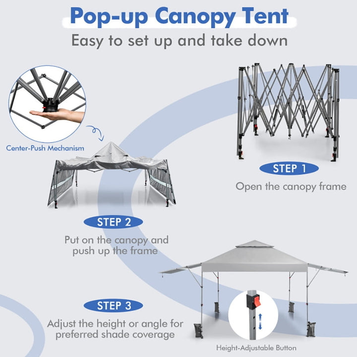 Hommoo 10 x 17.6 Feet Outdoor Instant Pop-up Canopy Tent with Dual Half Awnings-White,for Outside Party Waterproof Tent Image 4