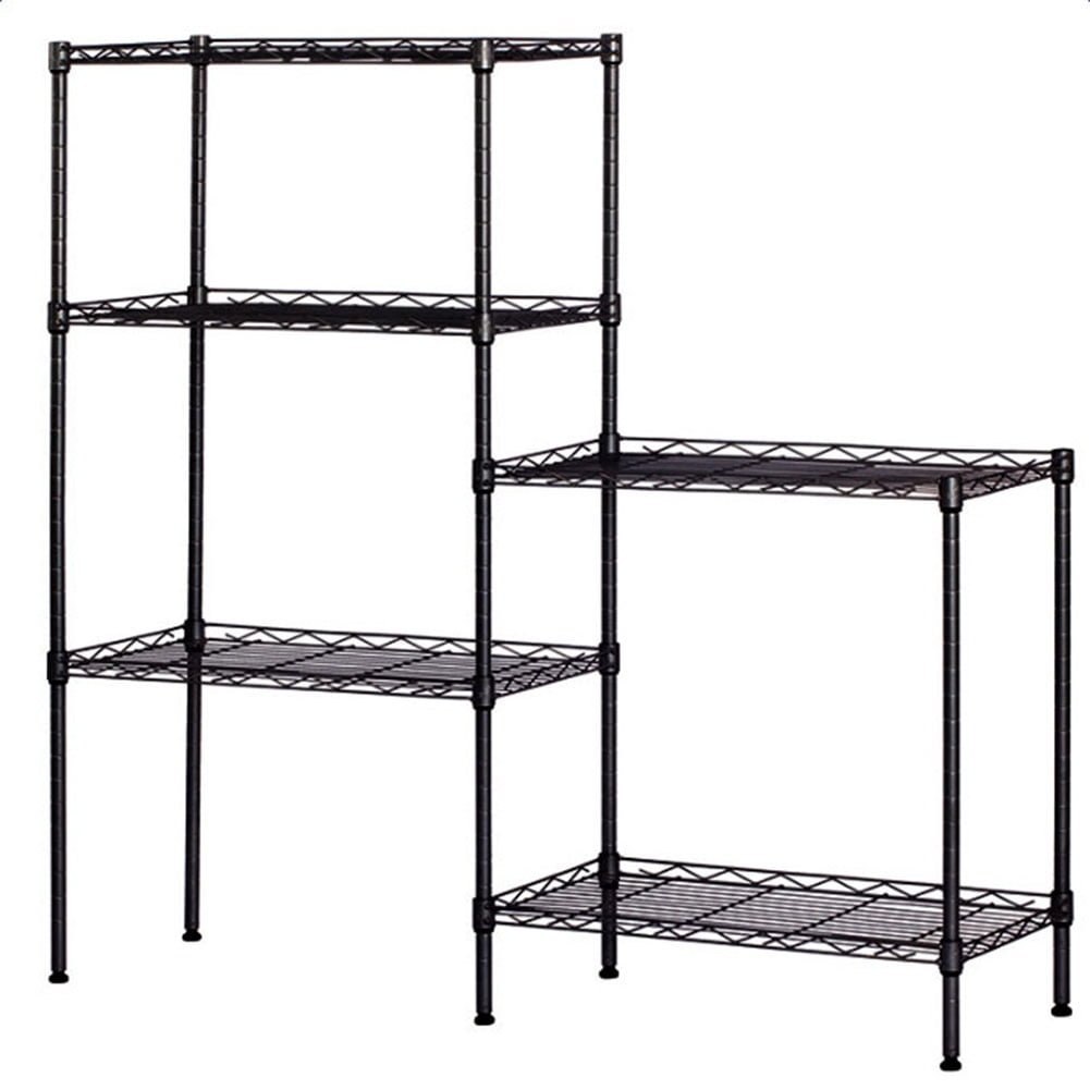 Hommoo 5-Tier Storage Rack, Black Storage Racks and Shelving, Adjustable 5-Shelf Shelving Storage Unit, Black Image 1