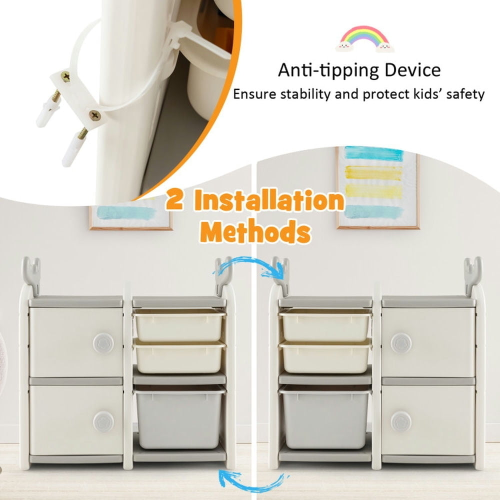 Hommoo 31 Inch Toy Chest and Bookshelf for Toddlers with Enclosed Cabinets and Pull-out Drawers, Kids Toy Storage for Image 3