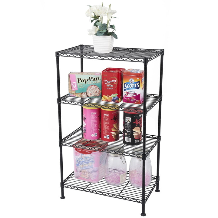 Hommoo 4-Tier Wire Shelving 4 Shelves Unit Metal Storage Rack Organizer Perfect for Pantry Closet Kitchen Laundry Image 1