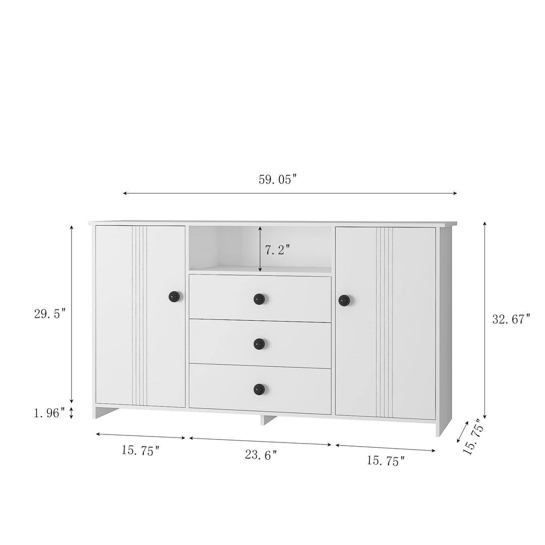 Hommoo Storage Cabinett with Doors and Shelves, Kitchen Pantry Cabinet with Drawer, for Living Room, Bathroom, Kitchen, Image 3