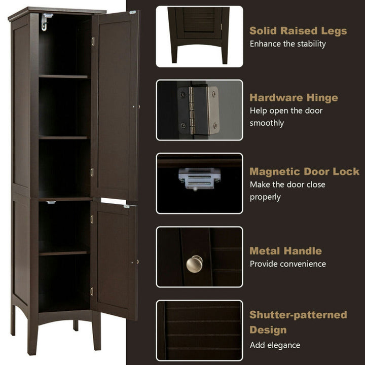 Hommoo Freestanding Bathroom Storage Cabinet for Kitchen and Living Room-Coffee Image 3