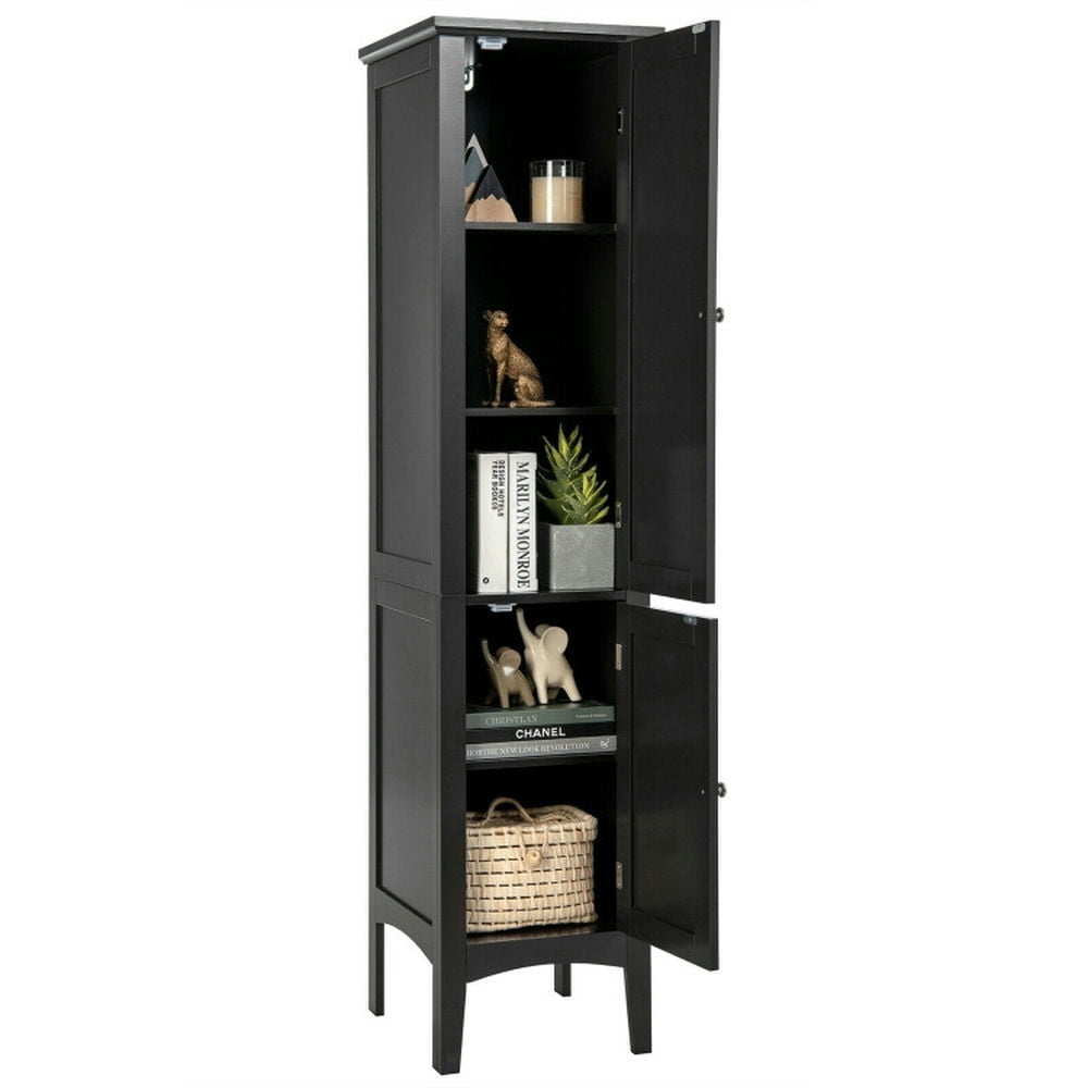 Hommoo Freestanding Bathroom Storage Cabinet for Kitchen and Living Room-Black Image 2