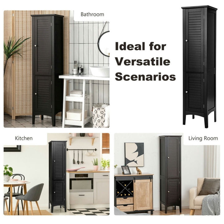 Hommoo Freestanding Bathroom Storage Cabinet for Kitchen and Living Room-Black Image 3