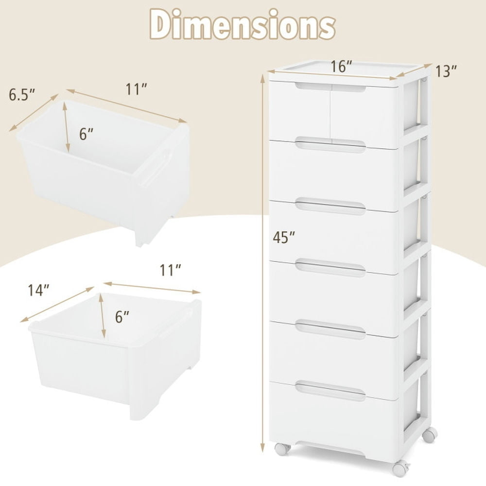 Hommoo Storage Boxes,Closet Organizers Storage,Rolling Storage Cabinet with Universal Wheels and 5/6/7 Drawers-7-Drawer Image 5