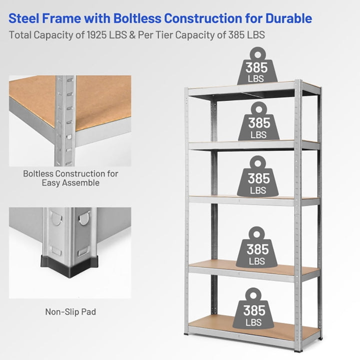 Hommoo Wire Rack, Storage Rack Shelving Units, 72" Storage Shelf Steel Metal 5 Levels Adjustable Shelves Image 3