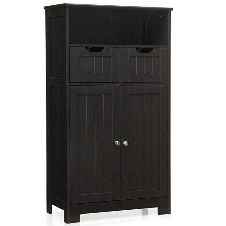 Hommoo Bathroom Wooden Side Cabinet with 2 Drawers and 2 Doors-Dark Brown, Bathroom Cabinets for Entryway Storage, Home Image 1