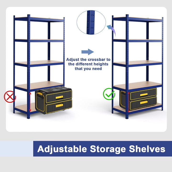 Hommoo Wire Rack, Storage Rack Shelving Units, 35.5" x 71" Adjustable 5-Layer 2000 lbs Capacity Tool Shelf-Blue Image 2