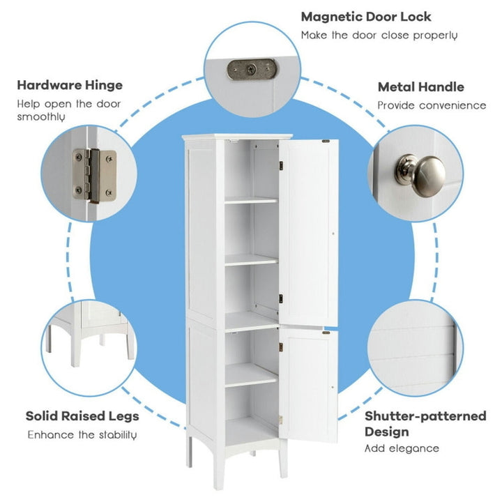 Hommoo Freestanding Bathroom Storage Cabinet for Kitchen and Living Room-White Image 4