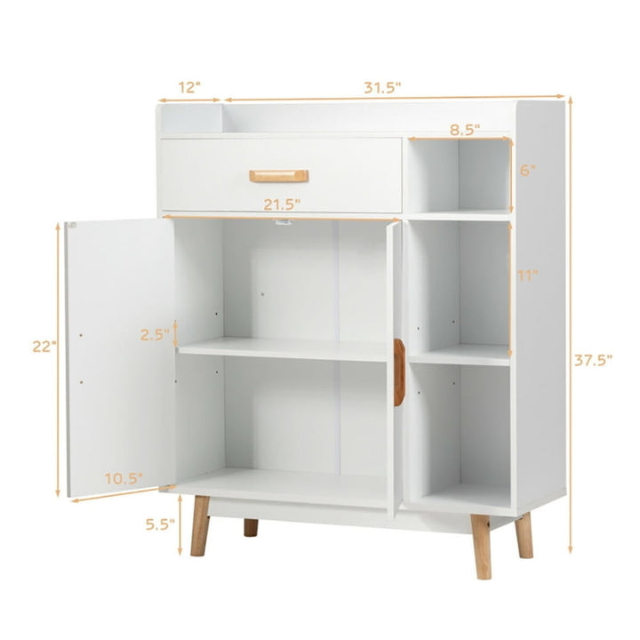 Hommoo Floor Storage Cabinet Free Standing Cupboard Chest Image 3