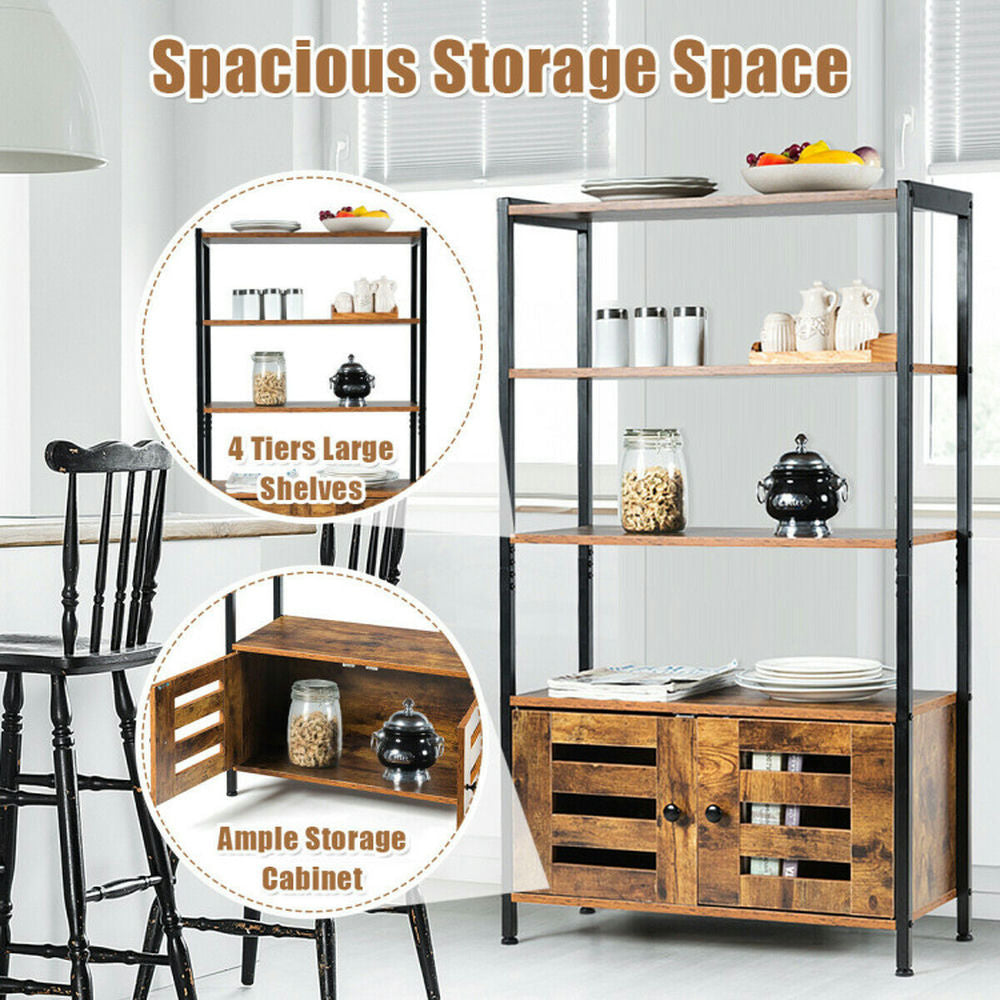 Hommoo Versatile Shelving Unit Bookcase,Bookcases,Bookshelves Corner Shelf,Industrial Storage Shelf with 2 Shutter Doors Image 3