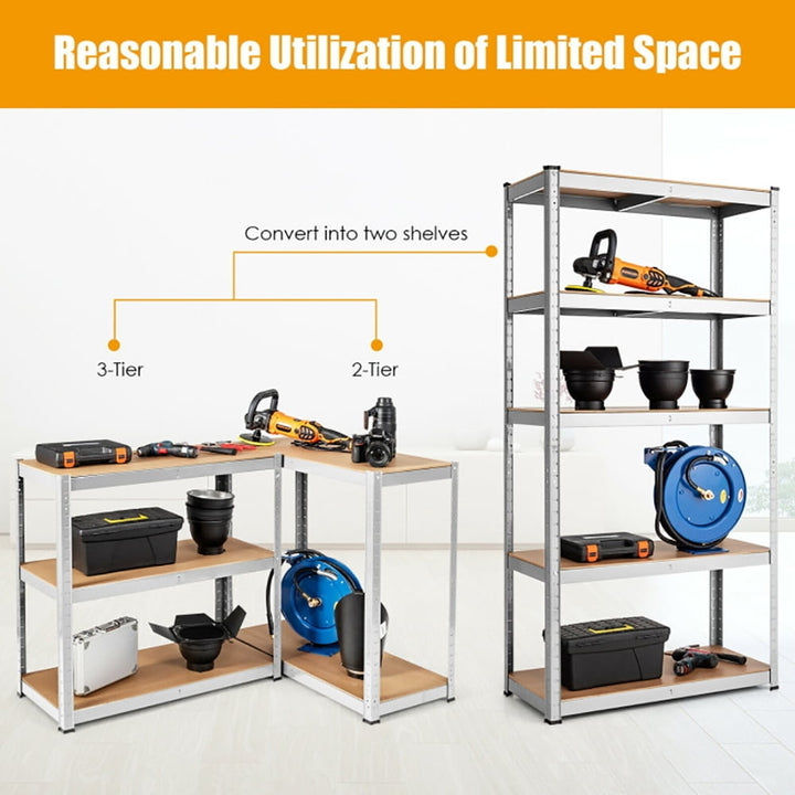 Hommoo Wire Rack, Storage Rack Shelving Units, 35.5 x 71 Inch Adjustable 5-Layer 2000 lbs Capacity Tool Shelf-Silver Image 6