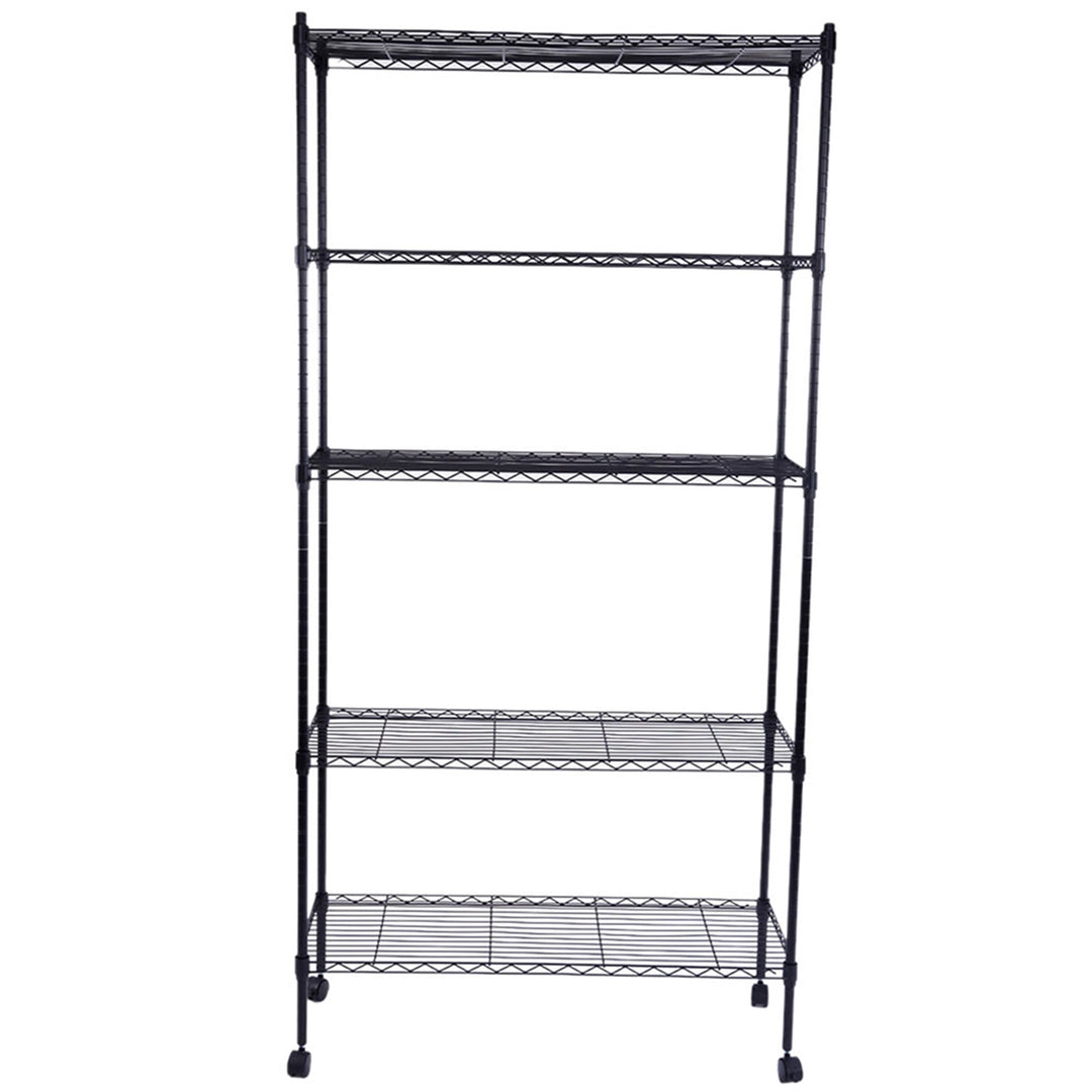 Hommoo 5 Tier Storage Rack, Heavy Duty Storage Shelving Unit, Metal Organizer Wire Rack Shelving, Iron Shelf, Storage Image 1