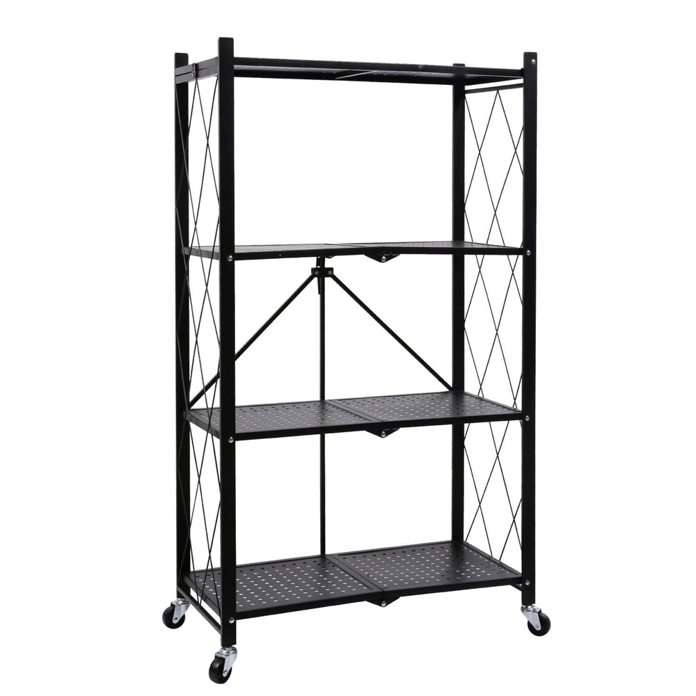 Hommoo 4-Tier Foldable Metal Shelving Units Storage Shelves with Wheels, Holds up to 1000 lbs Capacity Image 2