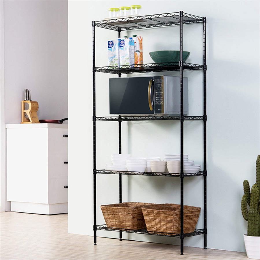 Hommoo 5 Tier Storage Rack, Heavy Duty Storage Shelving Unit, Metal Organizer Wire Rack Shelving, Iron Shelf, Storage Image 1