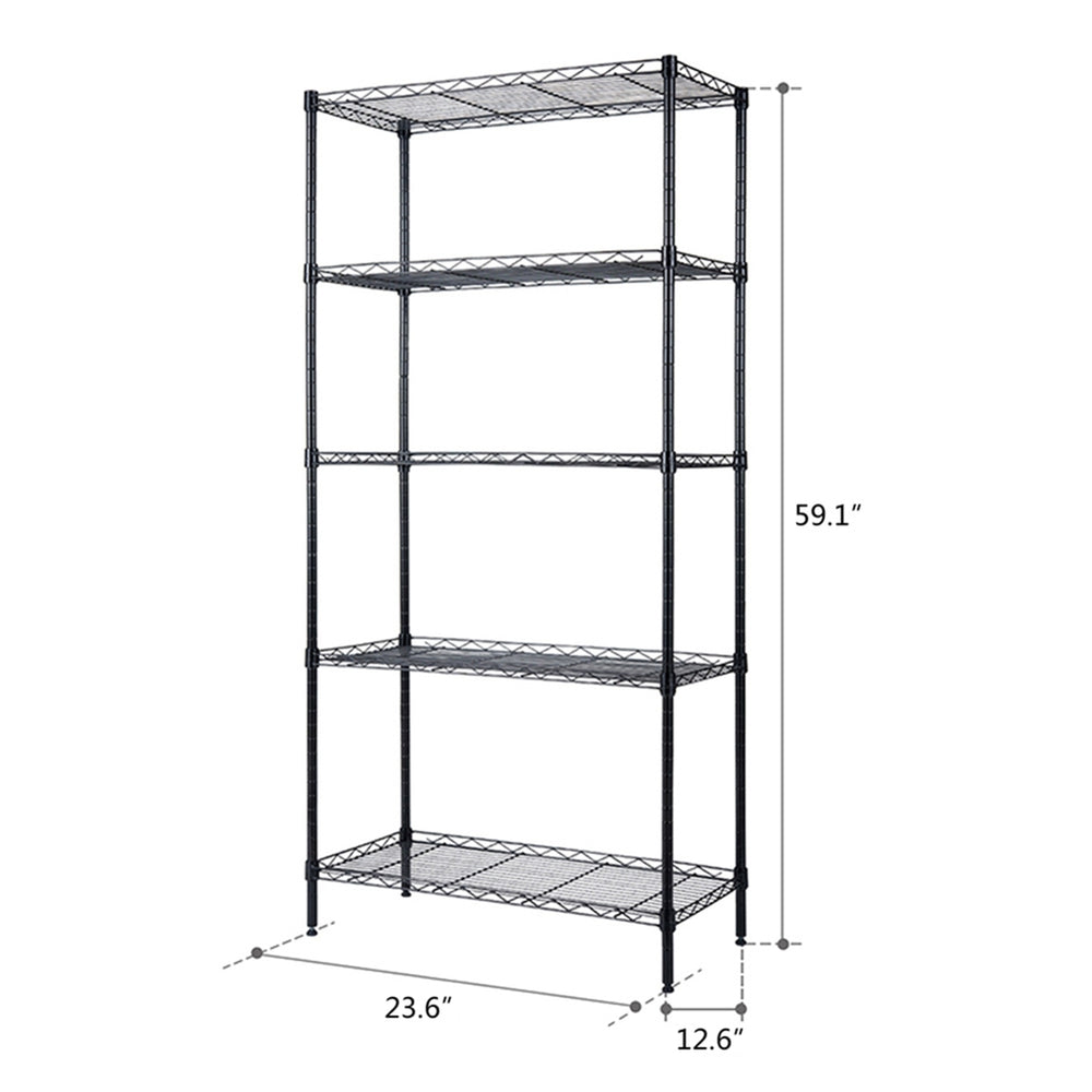 Hommoo 5 Tier Storage Rack, Heavy Duty Storage Shelving Unit, Metal Organizer Wire Rack Shelving, Iron Shelf, Storage Image 2