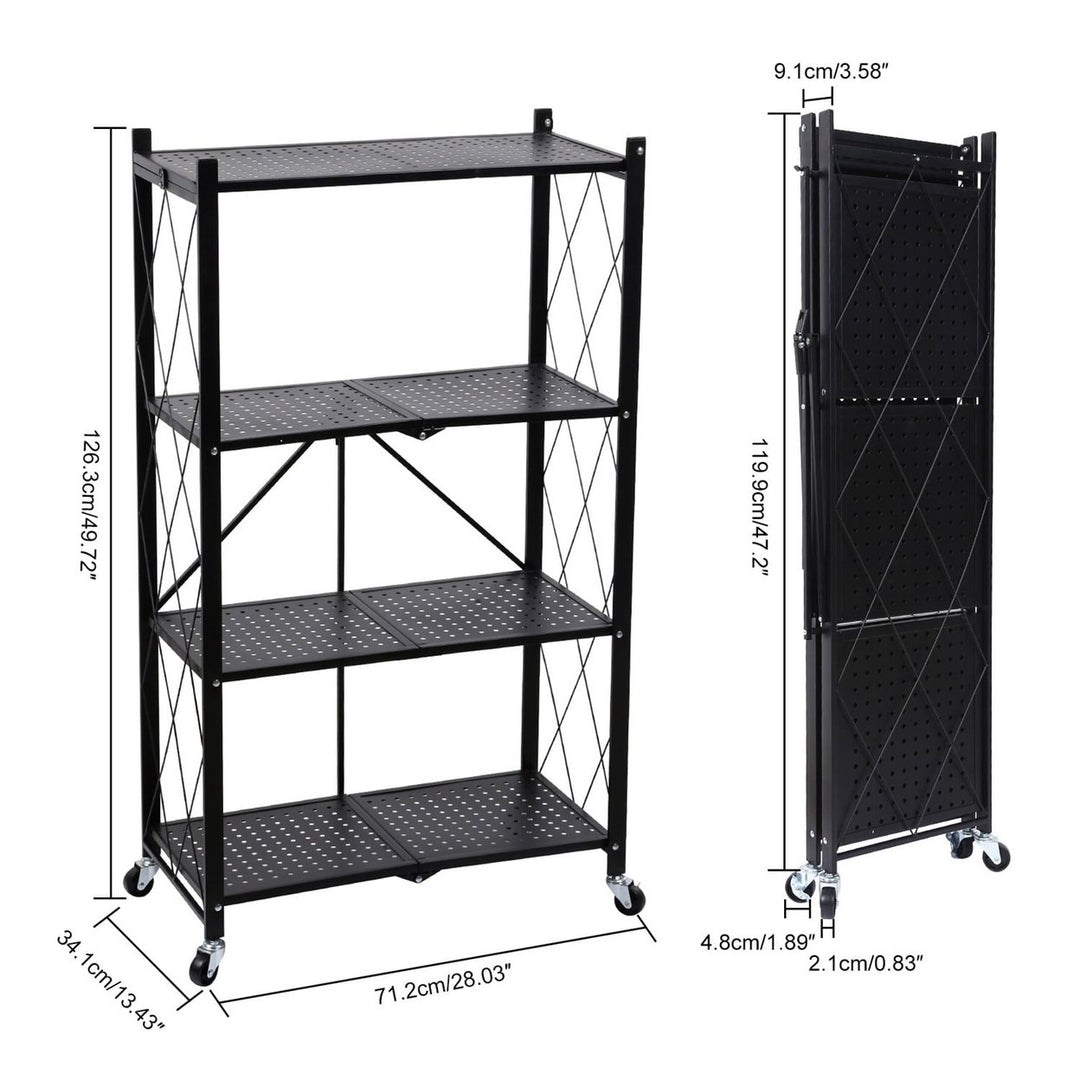 Hommoo 4-Tier Foldable Metal Shelving Units Storage Shelves with Wheels, Holds up to 1000 lbs Capacity Image 6