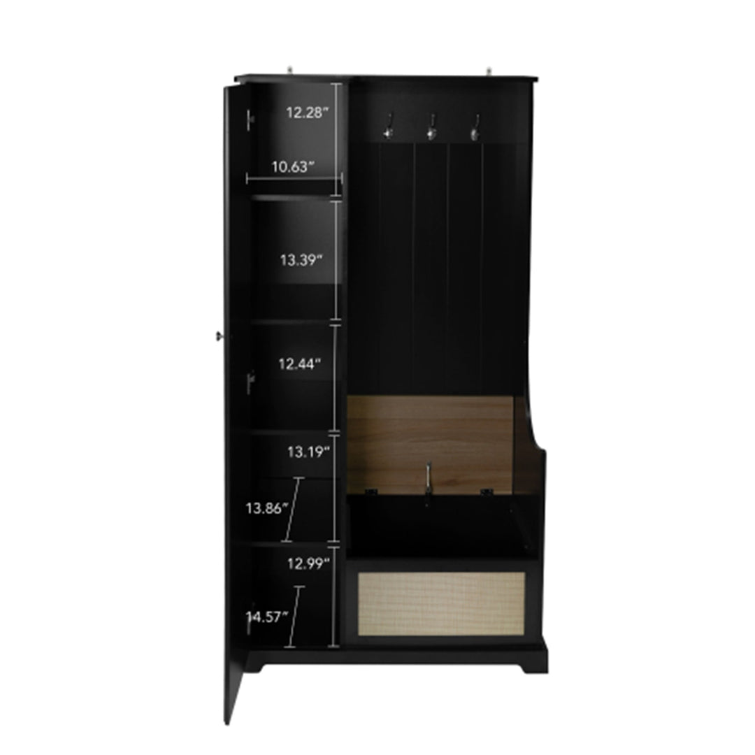 Hommoo 1 Door Closet, Accent Storage Cabinet Suitable for Living Room, Entryway, Bedroom, Black Image 3