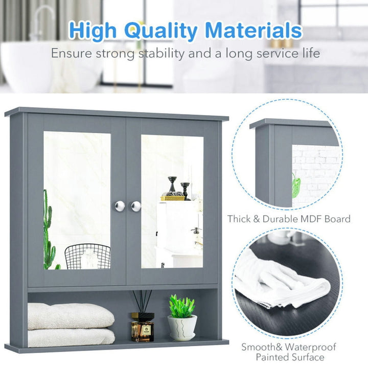 Hommoo Bathroom Wall Mount Mirror Cabinet Organizer-Gray, Wall Cabinet for Bathroom Laundry Room Kitchen Image 2