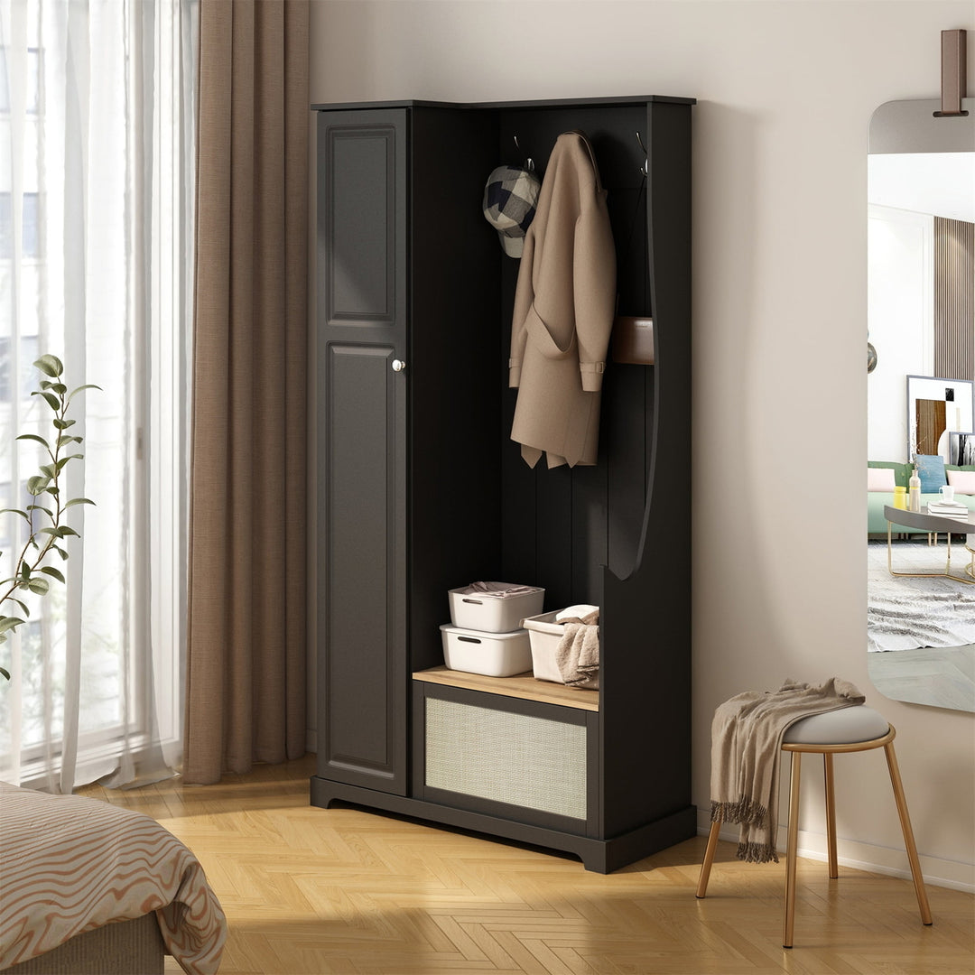 Hommoo 1 Door Closet, Accent Storage Cabinet Suitable for Living Room, Entryway, Bedroom, Black Image 7