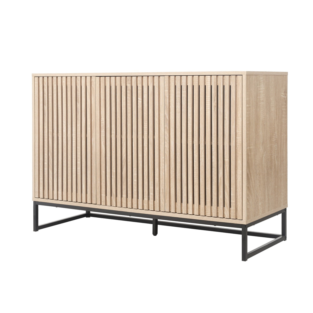 Hommoo Sideboard Cabinet, Accent Storage Cabinet, 3 Door Cabinet Suitable for Living Room, Natural Image 4