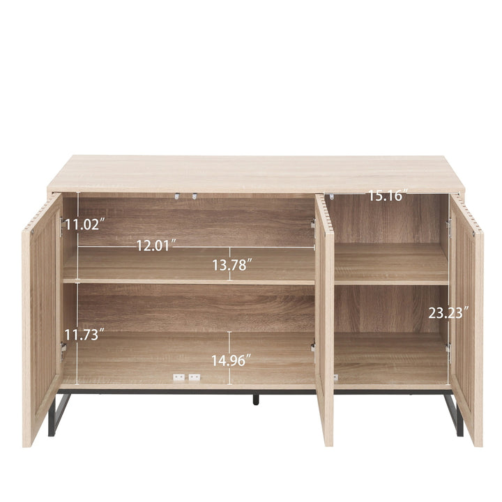 Hommoo Sideboard Cabinet, Accent Storage Cabinet, 3 Door Cabinet Suitable for Living Room, Natural Image 5