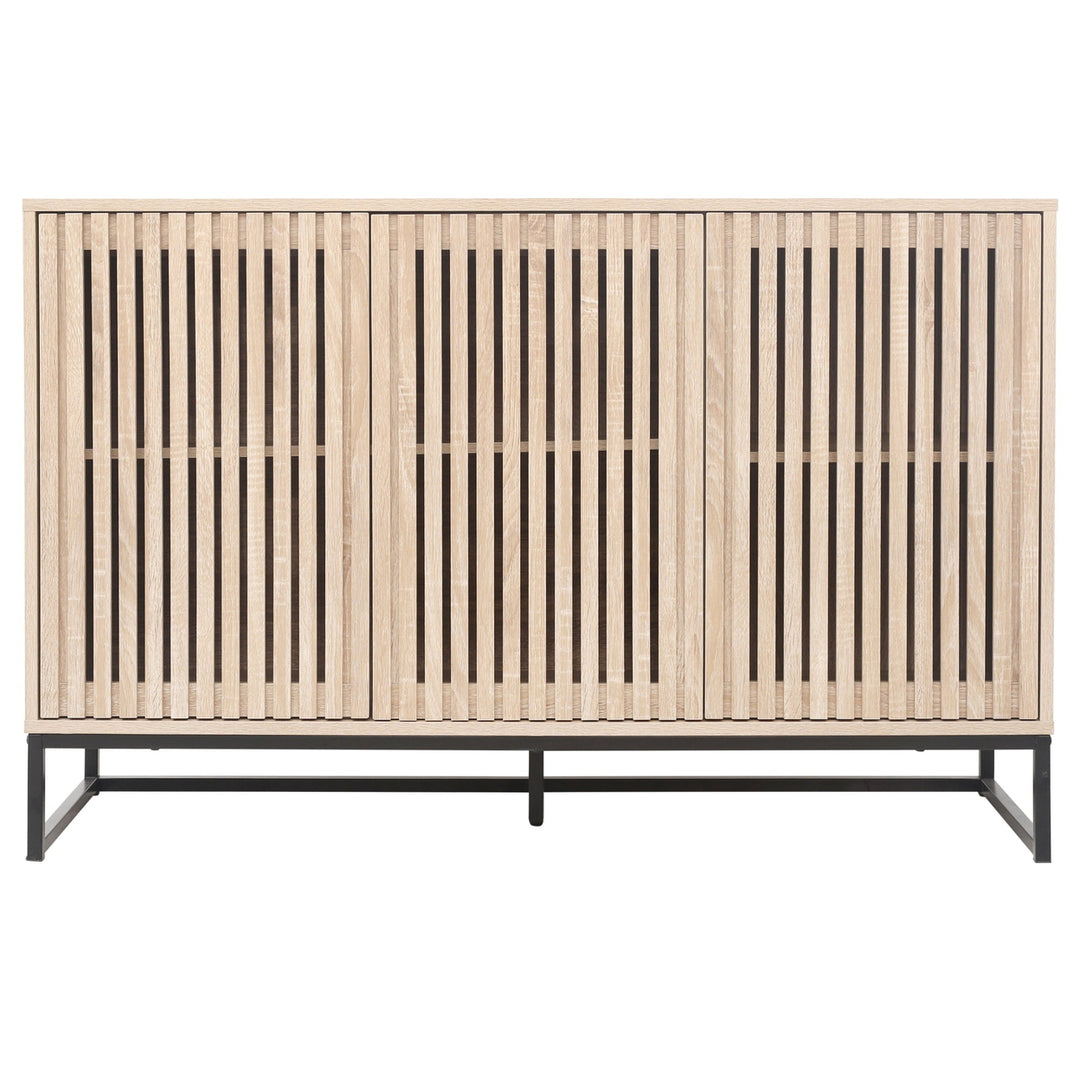 Hommoo Sideboard Cabinet, Accent Storage Cabinet, 3 Door Cabinet Suitable for Living Room, Natural Image 6