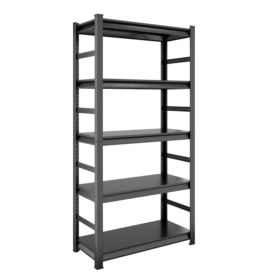 Hommoo Steel Shelves, 5-Tier, Black, Electrostatic Coated, Protective Rails, 400lb Capacity, 35.4x15.7x72" Image 1