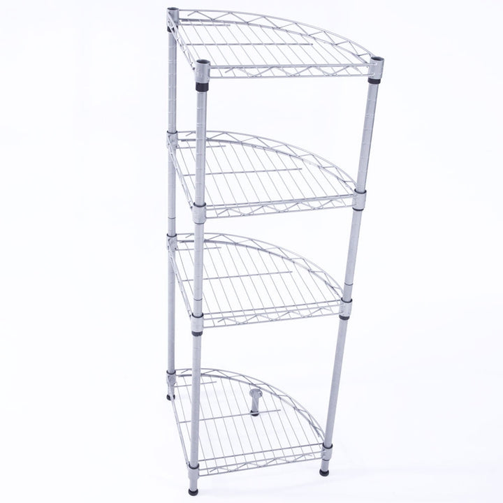 Hommoo 4-Tier Storage Rack, Fan-shaped Carbon Steel Metal Assembly, Garage Shelves and Racks Chrome Plated Iron Shelf, Image 3